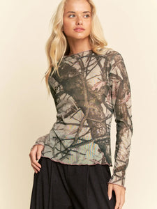 Davi & Dani Tree Camo Mesh Top