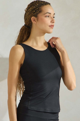 Yelete Round Neck Ribbed Tank | Boutique Everyday Basic - Black