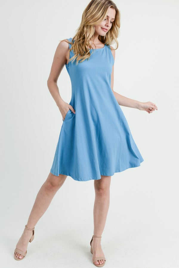 Array Yelete Sleeveless Comb-Cotton A-Line Dress with Pockets