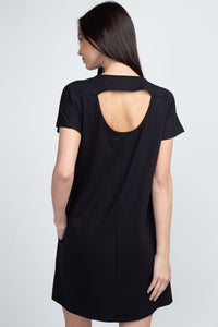 Array Yelete Short Sleeve Cut Out Back Dress with Pockets