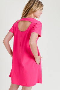 Array Yelete Short Sleeve Cut Out Back Dress with Pockets