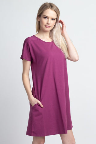 Yelete Short Sleeve Cut Out Back Dress with Pockets