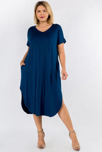 Load image into Gallery viewer, Array Yelete Casual Curved Hem Midi Dress with Pockets
