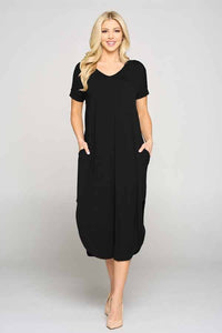 Array Yelete Casual Curved Hem Midi Dress with Pockets