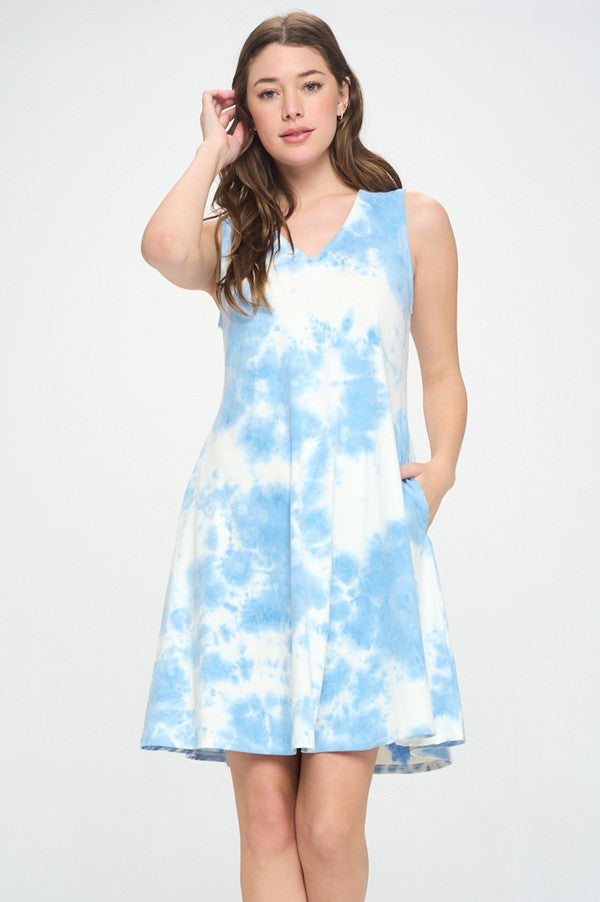 Array Yelete Fit and Flare V-Neck Tie Dye Dress