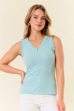 Load image into Gallery viewer, Doe &amp; Rae V-Neck Frilled Knit Top – Rayon Spandex Blend
