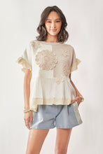 Load image into Gallery viewer, Davi &amp; Dani Textured Sweater Ruffle Detail Top - Natural Multi
