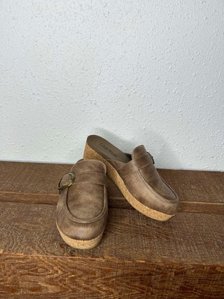 Corkys All Get Out Taupe Mule Wedge
