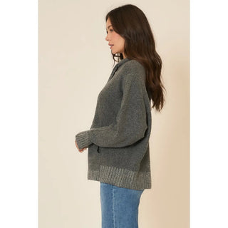 Ultra Soft Knit Pullover Hoodie Sweater, Charcoal