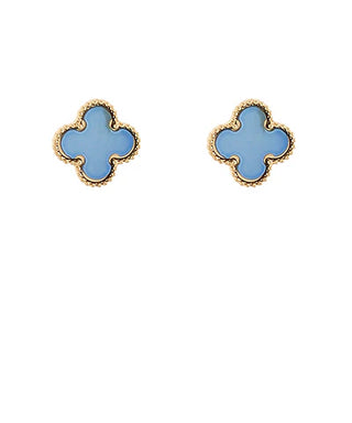 Colored Shell Clover Stud Earrings