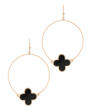 Clover Accent Wire Circle Earrings