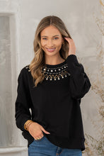 Load image into Gallery viewer, Sew In Love Crew Neck Top With Stone Detail
