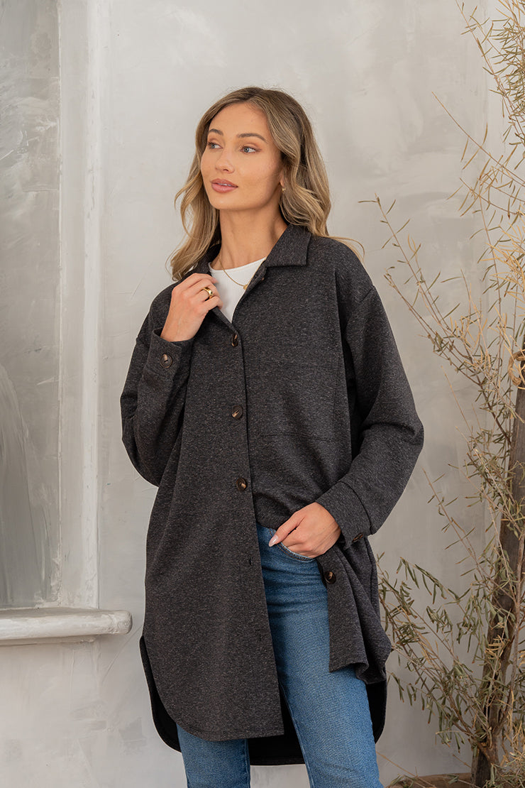 Sew In Love Button Up Oversized Fleece Shacket