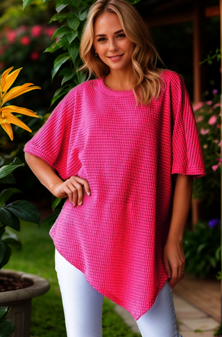 Heimish - Solid Waffle Top -Fuchsia