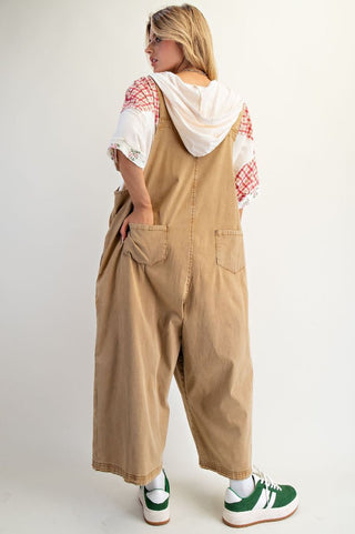 Easel Flower Patch Washed Denim Overalls