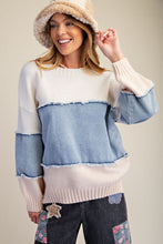 Load image into Gallery viewer, Easel Color Block Denim Mix Sweater Pullover
