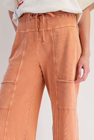 Easel Washed Wide Leg Terry Pants