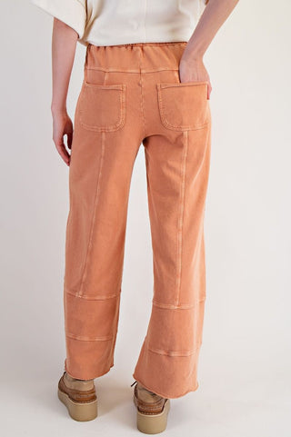 Easel Washed Wide Leg Terry Pants