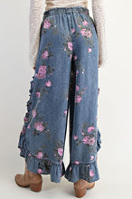Load image into Gallery viewer, Easel Floral Printed Chambray Loose Fit Pants – 100% Tencel
