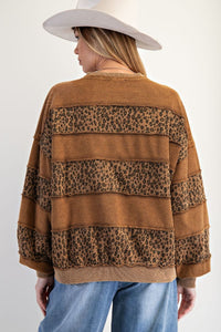 Easel Long Sleeve Mixed Animal Print Hoodie