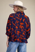 Load image into Gallery viewer, Easel Printed Rayon Challis Ruffle Bottom Blouse
