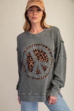 Load image into Gallery viewer, Easel Peace Patch Washed Thermal Pullover – Cotton Blend Knit
