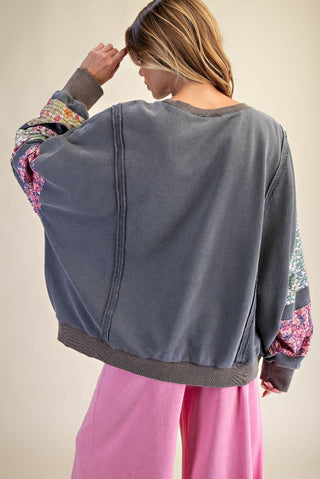 Easel Print Mix Washed Terry Pullover