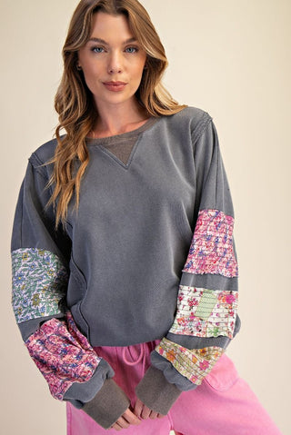 Easel Print Mix Washed Terry Pullover