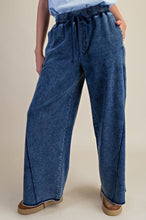 Load image into Gallery viewer, Easel Washed Terry Wide Leg Pants – Cotton Spandex Knit
