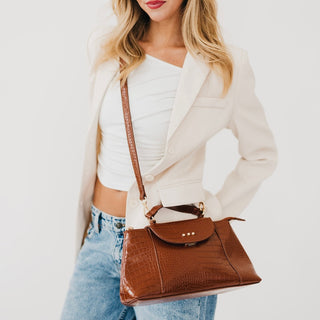 Elena Croc Embossed Crossbody
