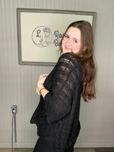 Load image into Gallery viewer, Pol Open-Knit Boho Cardigan with Relaxed Fit Black
