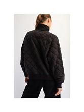 Load image into Gallery viewer, Rae Mode Cozy Quilted Snap-Neck Pullover Black
