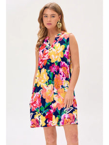 Dear Scarlett Blue, Yellow and Red Floral Dress LIZTDRESS-C0061