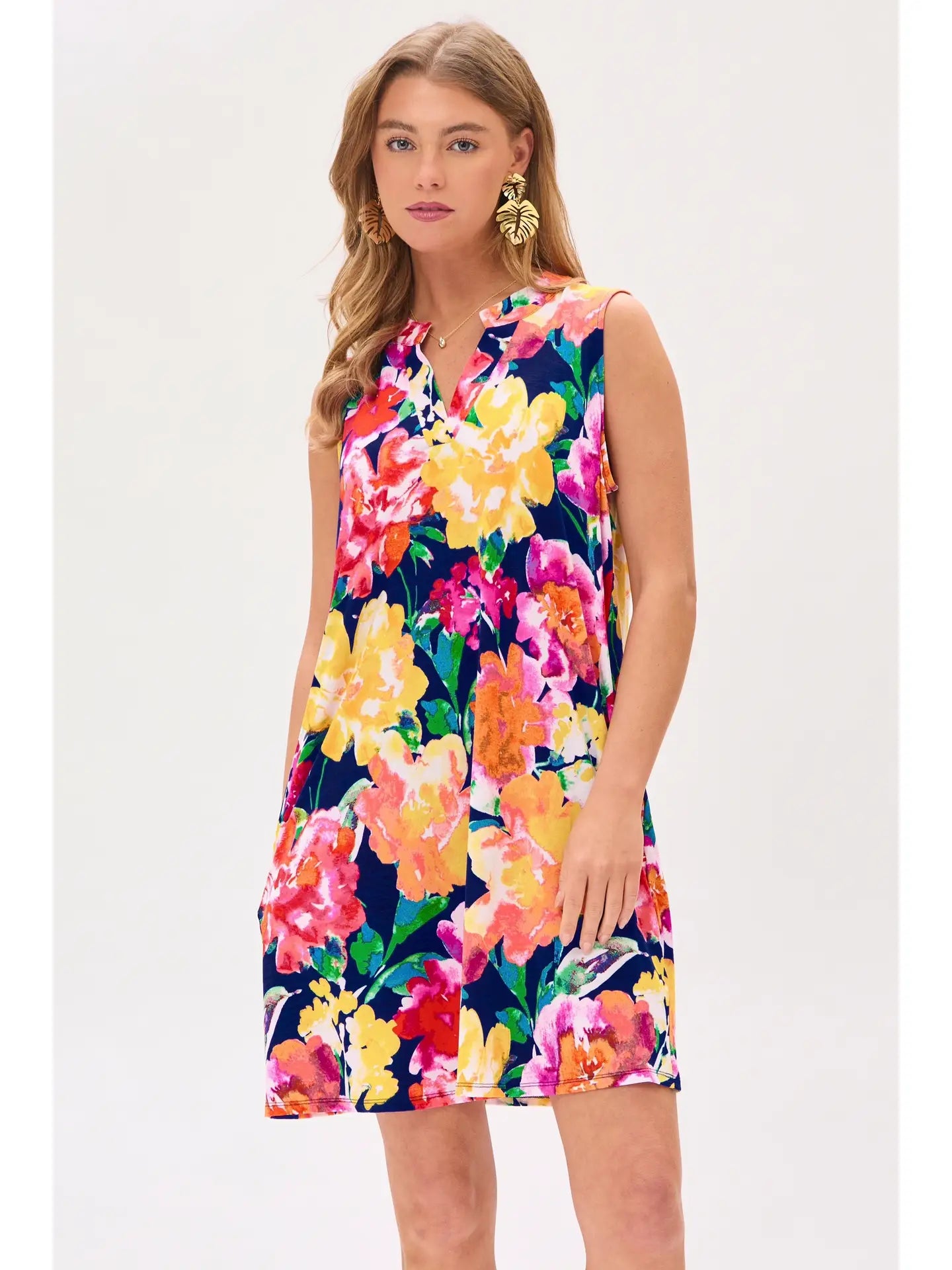 Dear Scarlett Blue, Yellow and Red Floral Dress LIZTDRESS-C0061