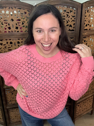 Easel - Peach Coral Knitted Sweater Top