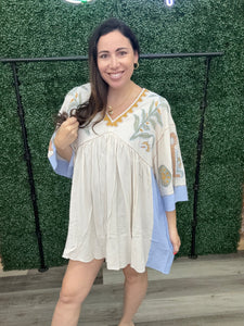 Easel Cream Embroidered Detailed Dress