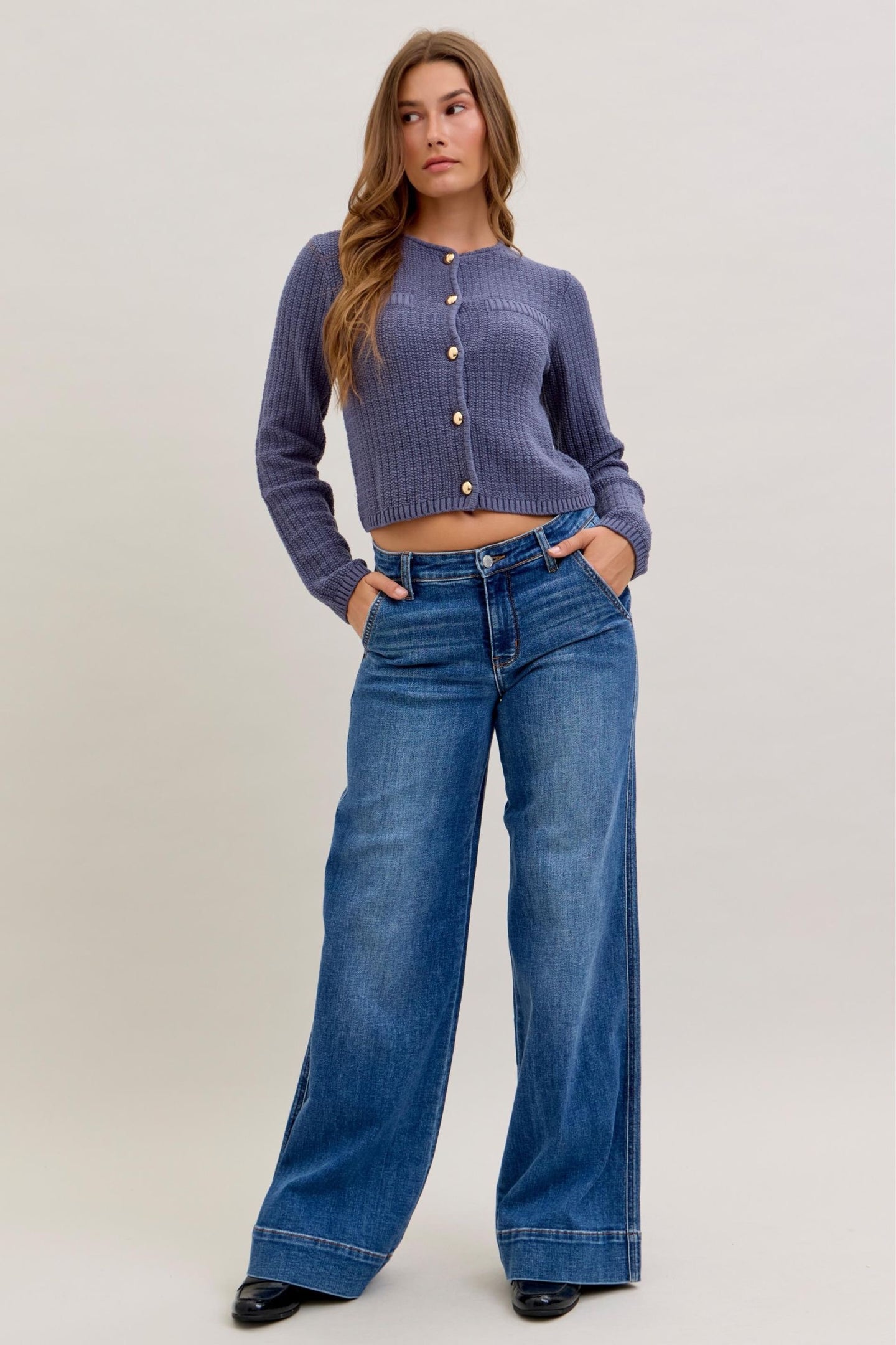 Judy Blue Mid Rise Trouser Retro Wide