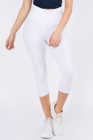 Yelete High Rise Casual Capri Leggings | Boutique Everyday Comfort - White