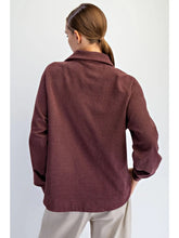 Load image into Gallery viewer, Rae Mode Oversized Button Neck Lounge Pullover Dark Cherry
