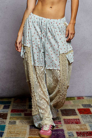 POL Powder Blue Lace & Floral Pant