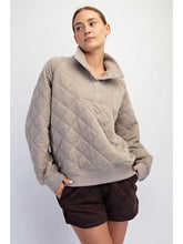 Load image into Gallery viewer, Rae Mode Cozy Quilted Snap-Neck Pullover Stone Taupe
