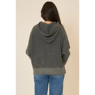 Ultra Soft Knit Pullover Hoodie Sweater, Charcoal