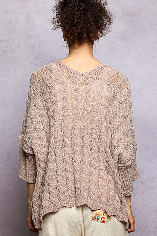 Pol Open-Knit Boho Cardigan with Relaxed Fit Caramel Almond