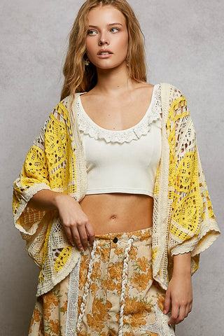 Pol Open Crochet Boho Cardigan Yellow – Statement Layer with Ease