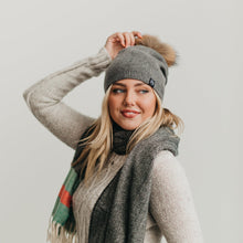 Load image into Gallery viewer, Fine Knit Angora Fur Pom Slouchy Beanie- Wholesale - Pretty Simple
