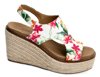 Corkys Freddie Espadrille Wedge Sandal in White Floral