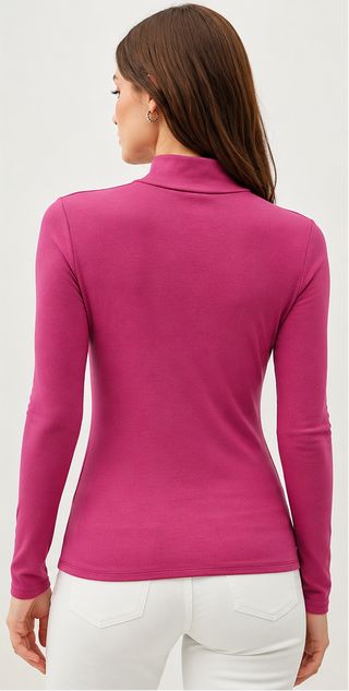 Be Cool - Mock Neck Warmmer Top - Magenta