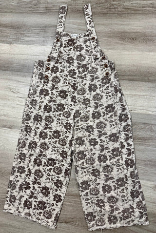 Easel - Floral Printed Enzyme Washed Overall Pants