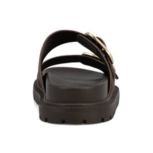Load image into Gallery viewer, MIA Shoes GEN Chocolate Slide – Women’s Brown Sandal with Gold Buckles
