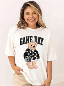 Grace + Emma Black Game Day Bear Graphic Tee